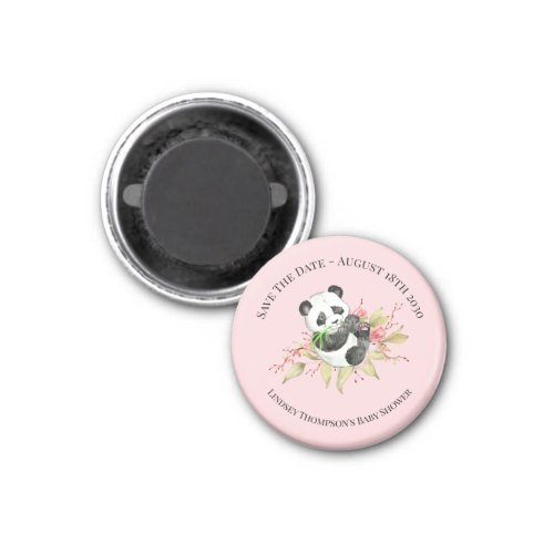 Save the Date Floral Panda Baby Shower Magnet