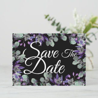 Save The Date Floral Purple Flower White Letter Invitation