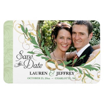 Save The Date - Floral Sage Vintage Photo Magnets by SquirrelHugger at Zazzle
