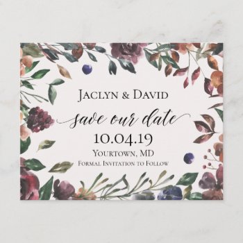 Save The Date Floral Spring Summer Watercolor Boho by autumnandpine at Zazzle