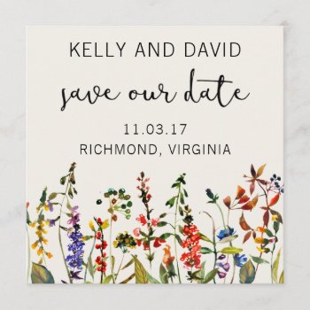 Save The Date Floral Summer Flowers Minimalistic by autumnandpine at Zazzle