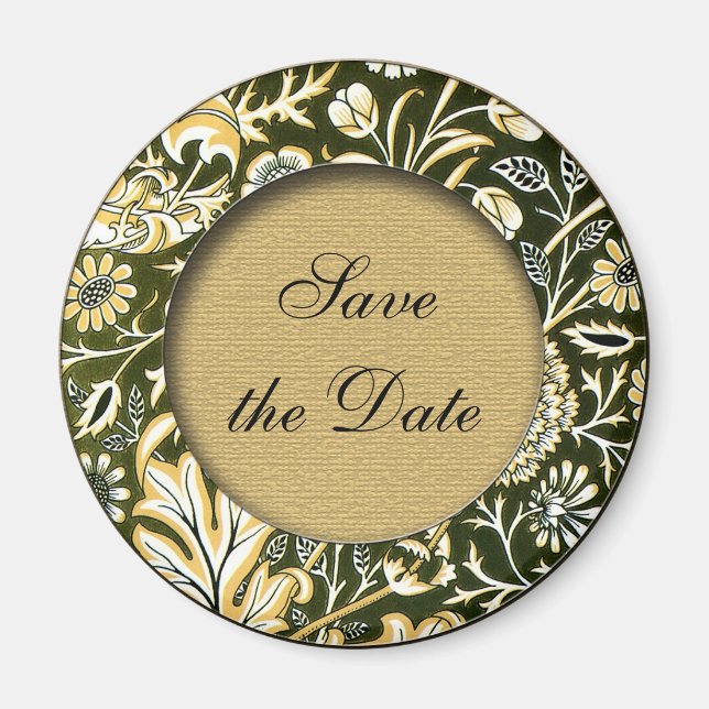 Save the date floral victorian magnet (Front)