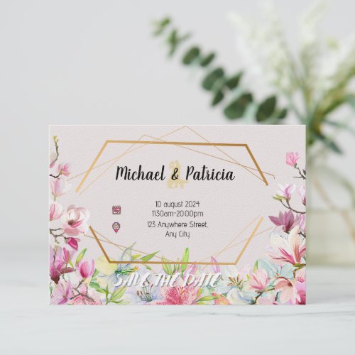 Save the date  Floral wedding invitation cards