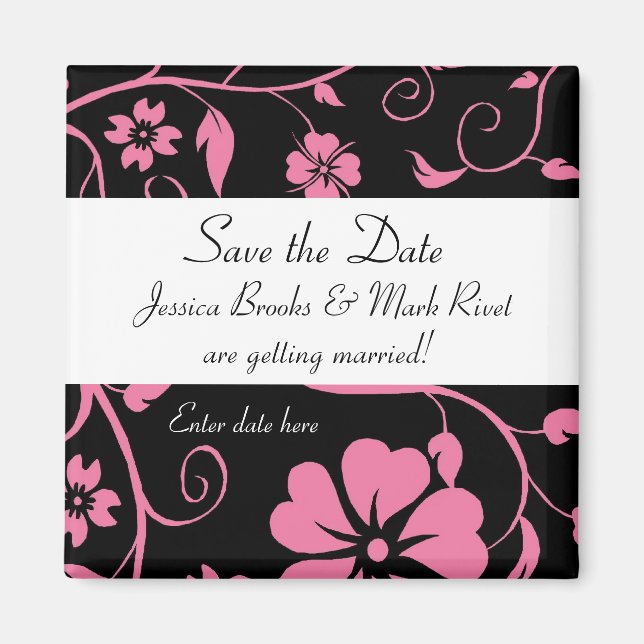 Save the date - Floral Wedding Magnet (Front)