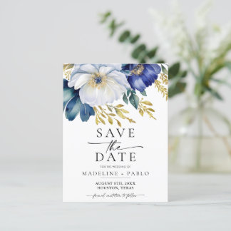 Save the date floral wedding postcard announcement
