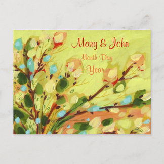 Save the Date Floral Yellow Willow Postcard