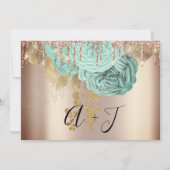 Save The Date  Florals Rose Gold Drips Blue (Back)