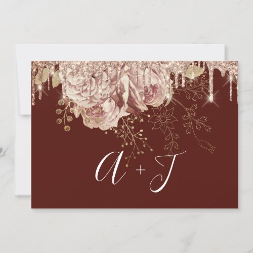 Save The Date Florals Roses Drips Brown Ivory Rose