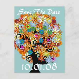Save The Date - Flower Tree Announcement Postcard