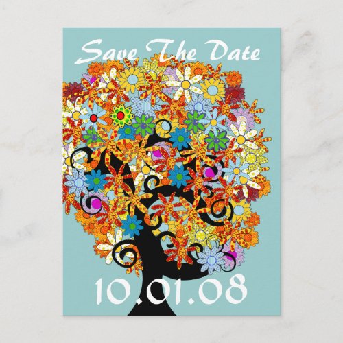 Save The Date _ Flower Tree Announcement Postcard