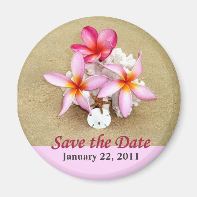 Save the Date Flowers on Beach Magnet (Front)