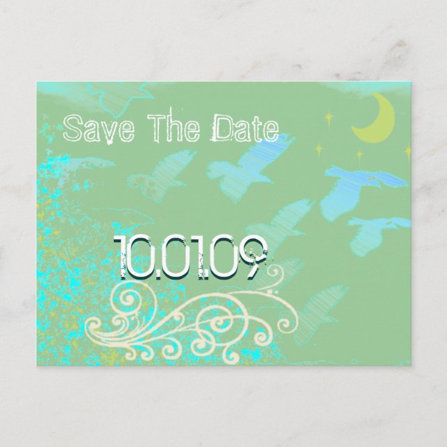 Save the Date- Flying Birds - Announcement Postcard (Front)
