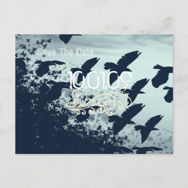 Save the Date- Flying Birds - Customized Announcement Postcard (Front)