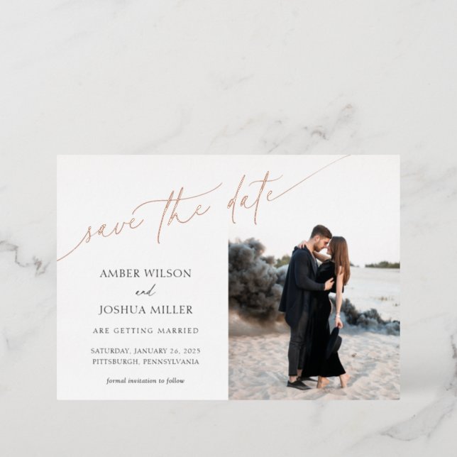 Save the Date Foil Invitation (Standing Front)