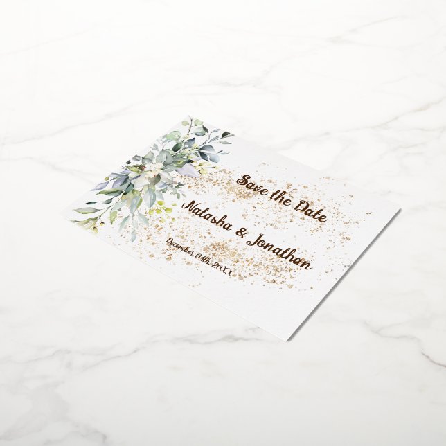 Save the Date Foil Invitation Postcard (Rotated)