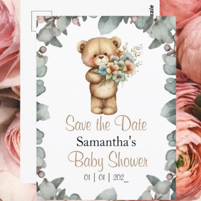 Save the Date for a Beary Cute Baby Shower Invitation ( It's a Boy! Save the Date for a Special Baby Shower!)