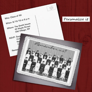 Save The Date For A Class Reunion To Remember Announcement Postcard by colorwash at Zazzle