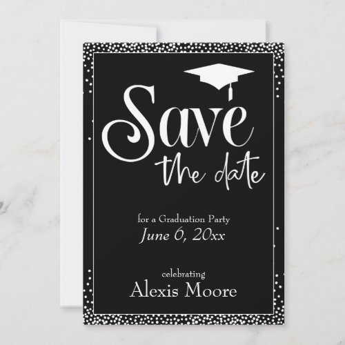 Save the Date for a Graduation Party Black Invitation