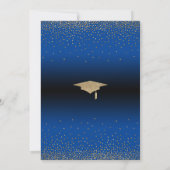 Save the Date for a Graduation Party Gold on Blue Invitation (Back)