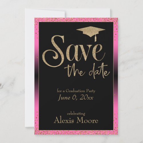 Save the Date for a Graduation Party Gold  Pink Invitation