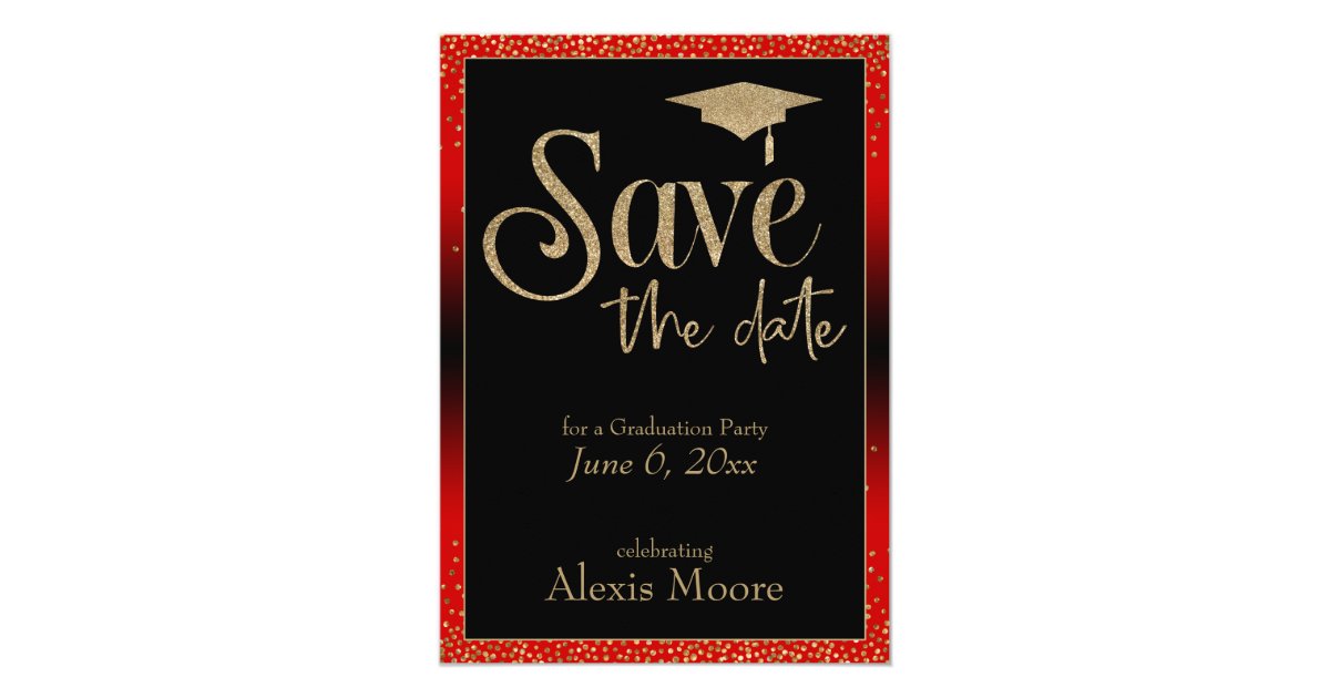 Save the Date for a Graduation Party Gold & Red Invitation | Zazzle.com