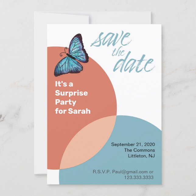Save the Date for a Surprise Party or Party Invitation (Front)