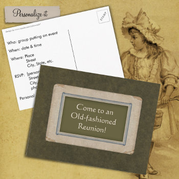 Save The Date For An Old-fashioned Reunion Announcement Postcard by colorwash at Zazzle