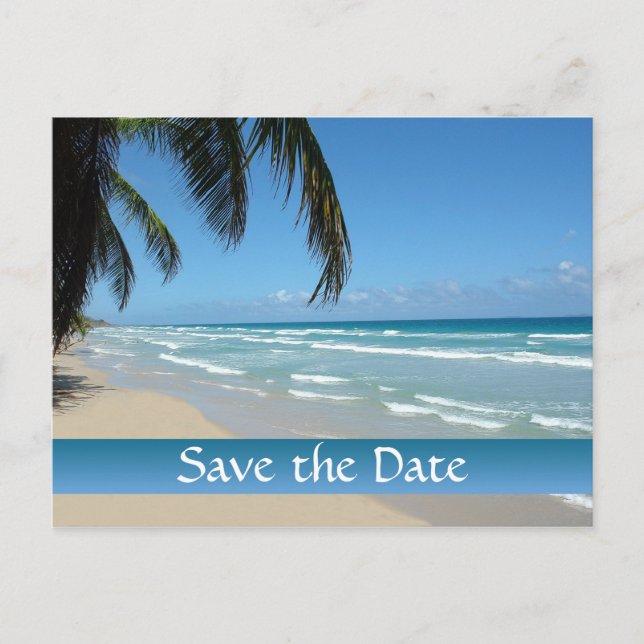 Save the Date for Beach Wedding Announcement Postcard (Front)