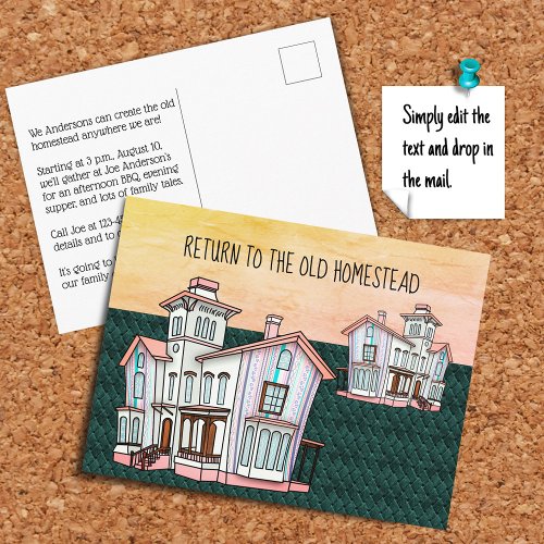 Save the Date for Family Reunion on the Homestead Announcement Postcard
