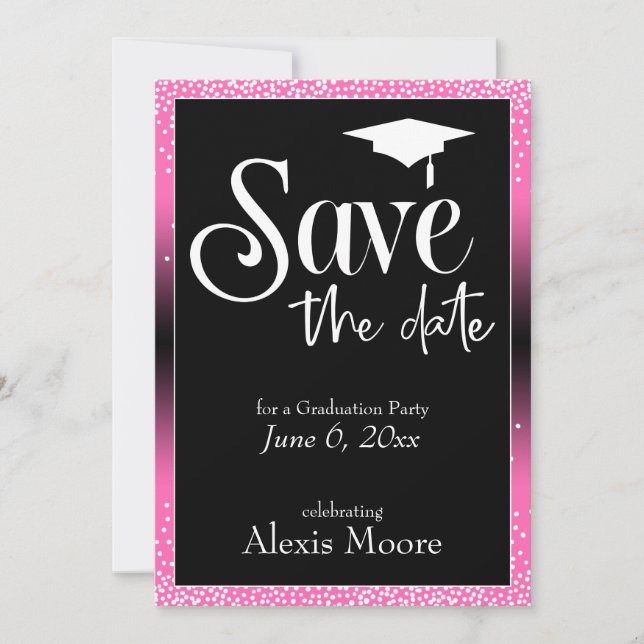 Save the Date for Graduation Party Hot Pink Ombre Invitation (Front)