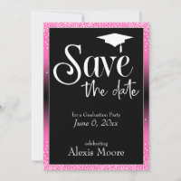 Save the Date for Graduation Party Hot Pink Ombre
