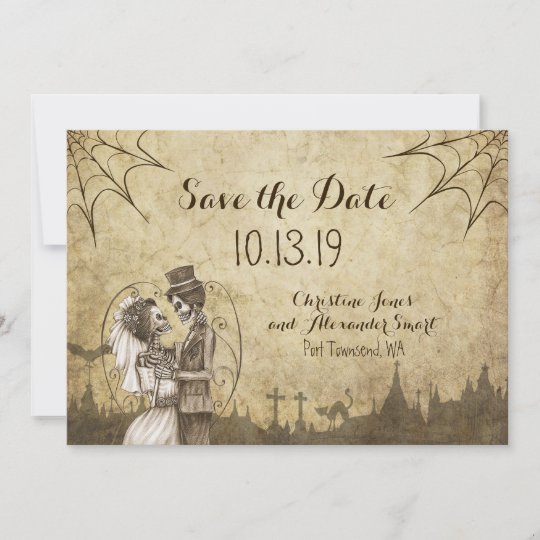 Save The Date For Halloween Wedding With Skeletons Zazzle Com