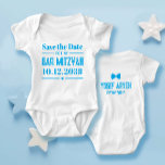 Save the Date for my Bar Mitzvah Funny Jewish Boy  Baby Bodysuit<br><div class="desc">Plan ahead :) when you personalize this adorable SAVE THE DATE FOR MY BAR MITZVAH baby bodysuit. Sure to make everyone smile! This cute baby gift is perfect for any Jewish baby boy. The date on front had both Hebrew and English names on the reverse can be customized. NOTE: To...</div>