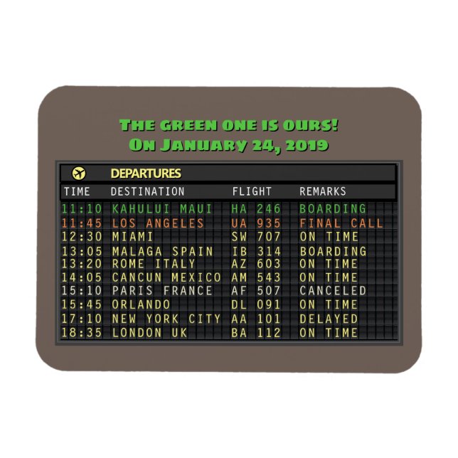 Save the Date for Our Flight (customizable) Magnet (Horizontal)