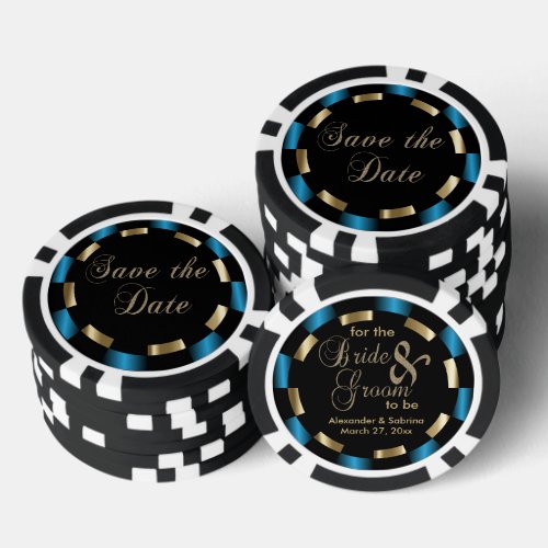 Save the Date for the Bride and Groom _ Blue Poker Chips