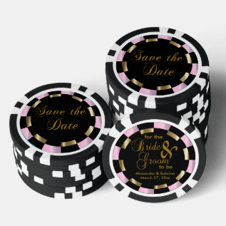 Save The Date For The Bride And Groom - Pink Poker Chips at Zazzle
