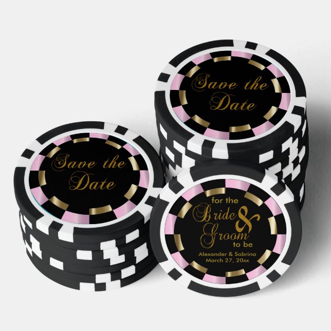 Save the Date for the Bride and Groom - Pink Poker Chips (Stack)