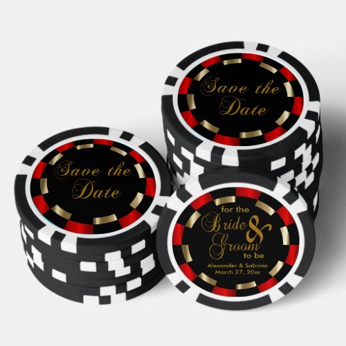 Save the Date for the Bride and Groom _ Red Poker Chips