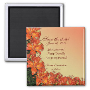 Save the date for wedding exotic flowers magnet