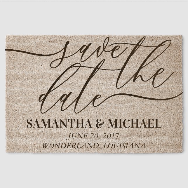 Save the date for wedding fiber doormat (Front)