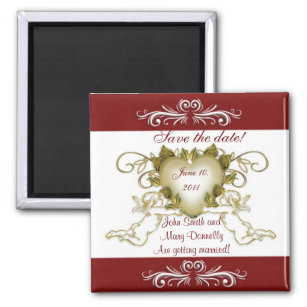 Save the date for wedding Magnet Angels red