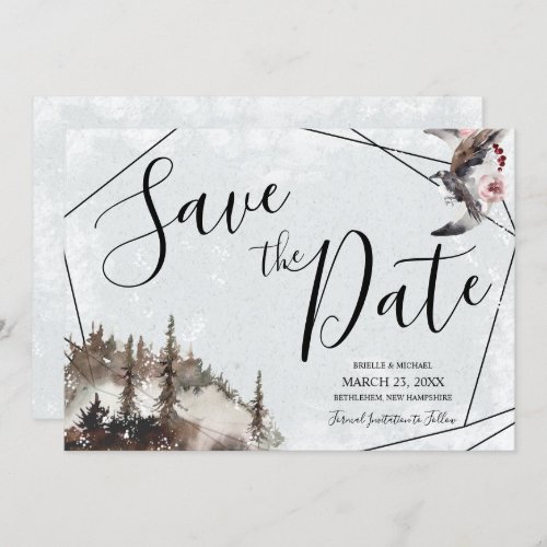 Save the Date for Wedding with Raven and Moon Invitation