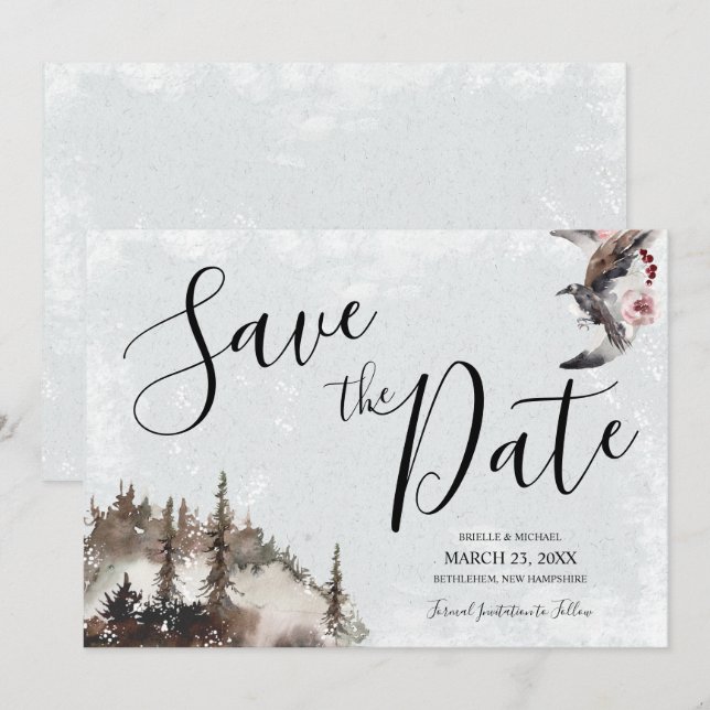 Save the Date for Wedding with Raven and Moon Invitation (Front/Back)