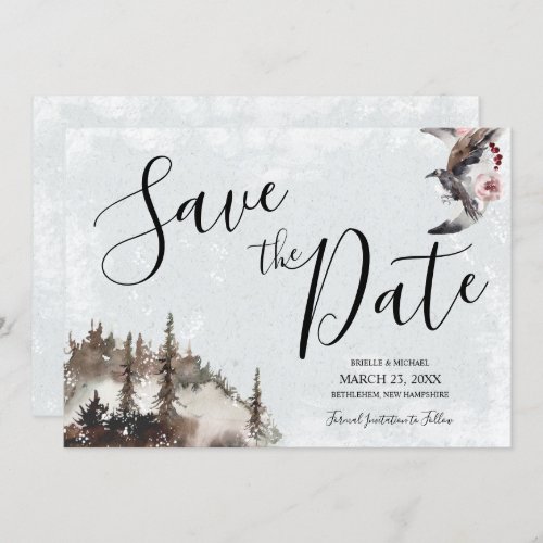 Save the Date for Wedding with Raven and Moon Invitation