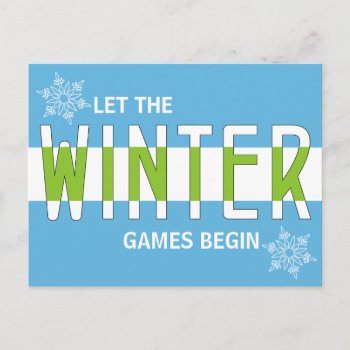 Save The Date For Winter Games Announcement Postcard by colorwash at Zazzle