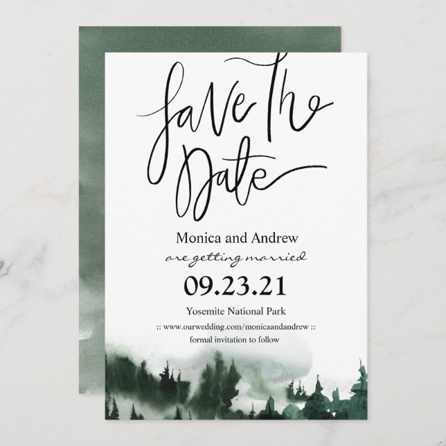 Save the Date Forest Mountain Invitation (Front/Back)