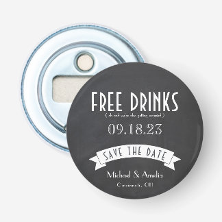 Save the Date Free Drinks Wedding Art Deco Beer Bottle Opener