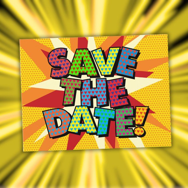 SAVE THE DATE Fun Modern Comic Book  Announcement Postcard (SAVE THE DATE Fun Modern Comic Book Announcement Postcard)