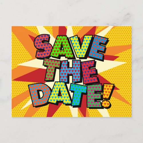 SAVE THE DATE Fun Retro Comic Book Pop Art Announcement Postcard