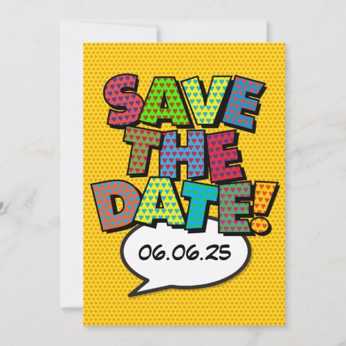 Save the Date Fun Retro Comic Book Pop Art Invitation